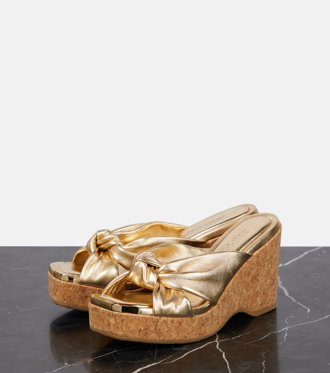 Wedge-Pantoletten Avenue aus Metallic-Leder | Jimmy Choo