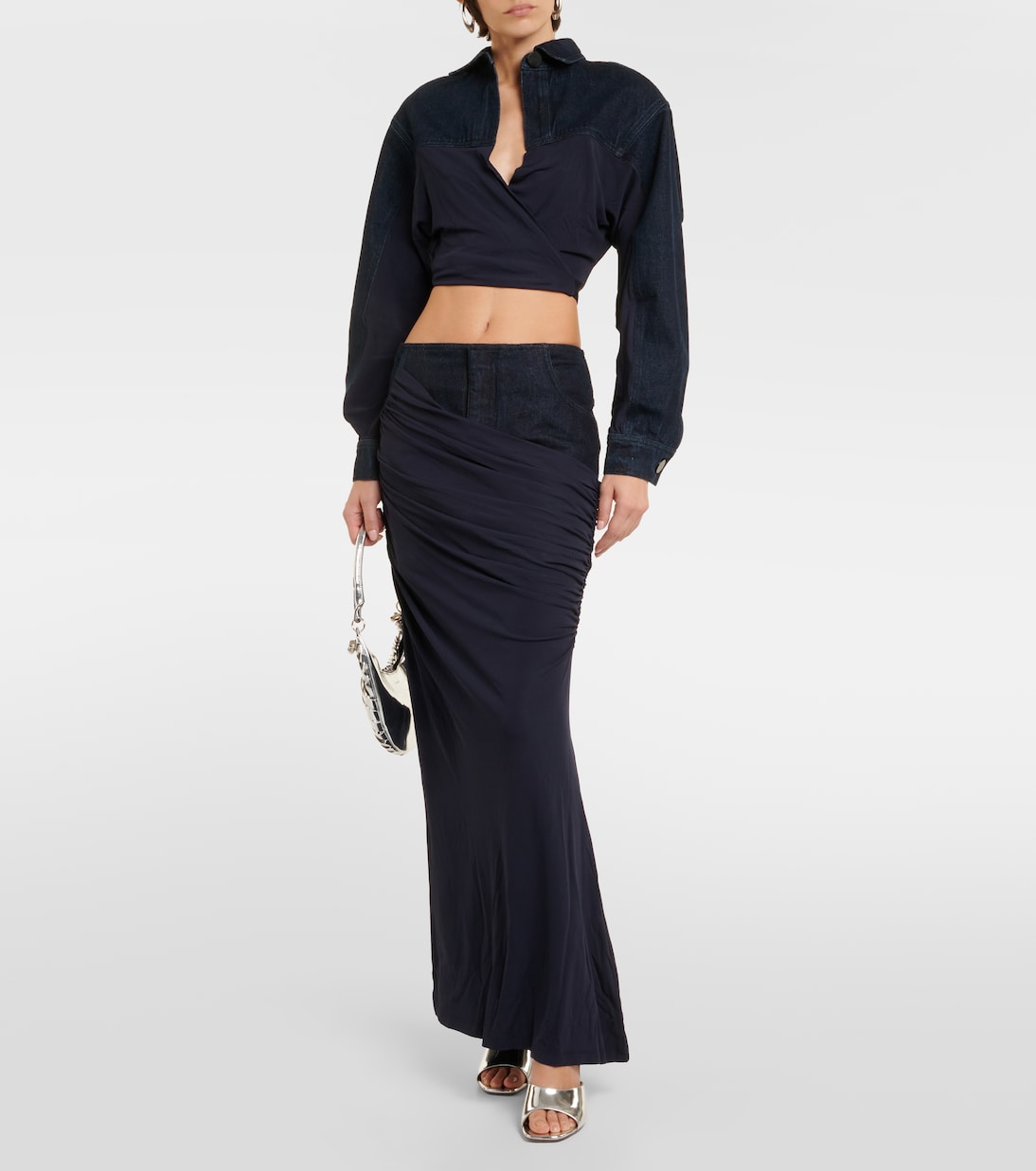 러치드 데님 맥시 스커트 | Christopher Esber