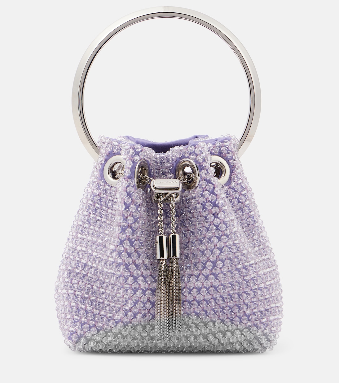 Verzierte Bucket-Bag Bon Bon Micro aus Satin | Jimmy Choo