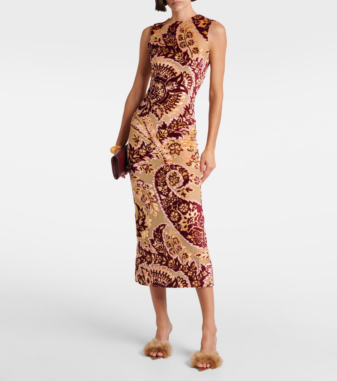 Pointy shearling-trimmed leather mules | Gianvito Rossi