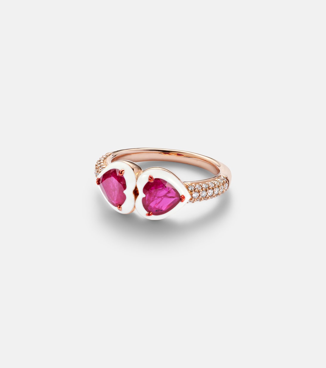 18kt rose gold ring with rubies and diamonds | Kamyen