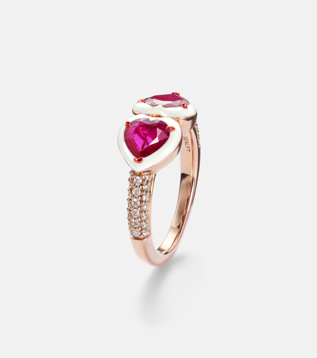 18kt rose gold ring with rubies and diamonds | Kamyen
