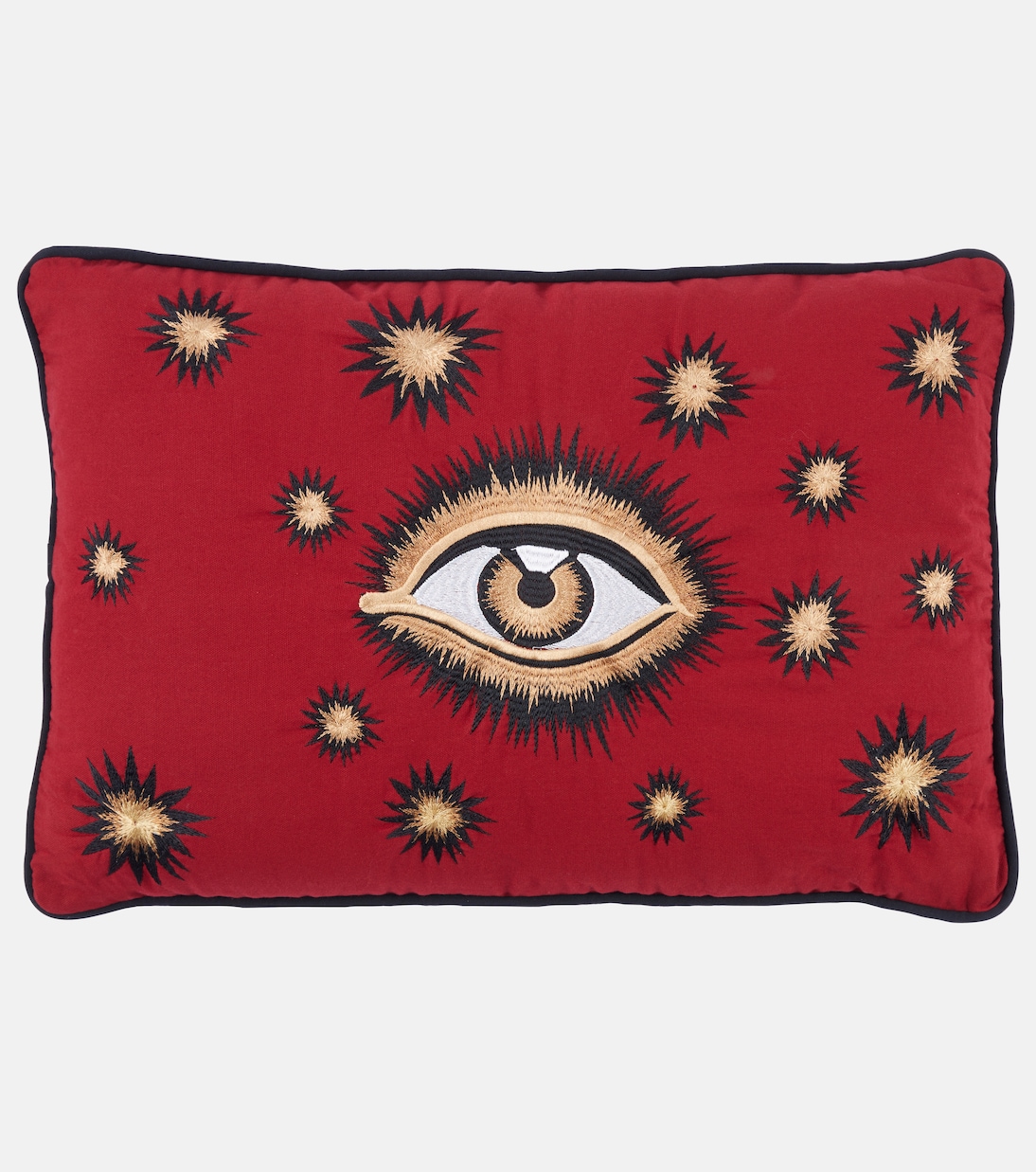 Besticktes Kissen Eye aus Baumwoll-Canvas | Les-Ottomans