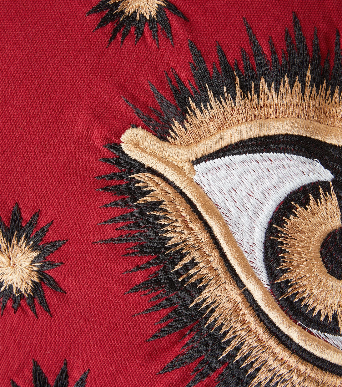Besticktes Kissen Eye aus Baumwoll-Canvas | Les-Ottomans