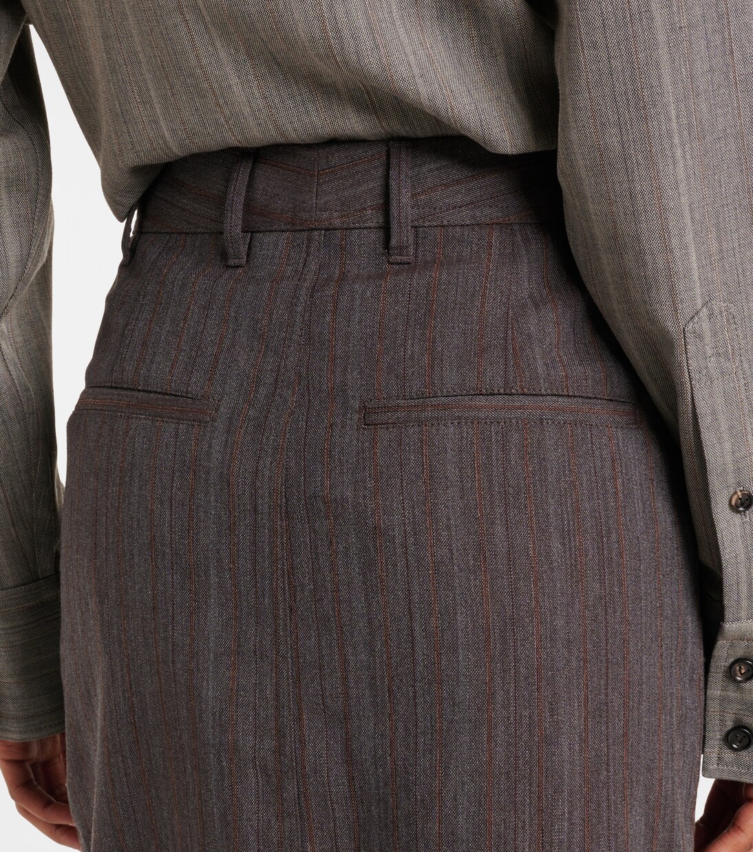 Pantalon asymétrique rayé en laine | Bottega Veneta