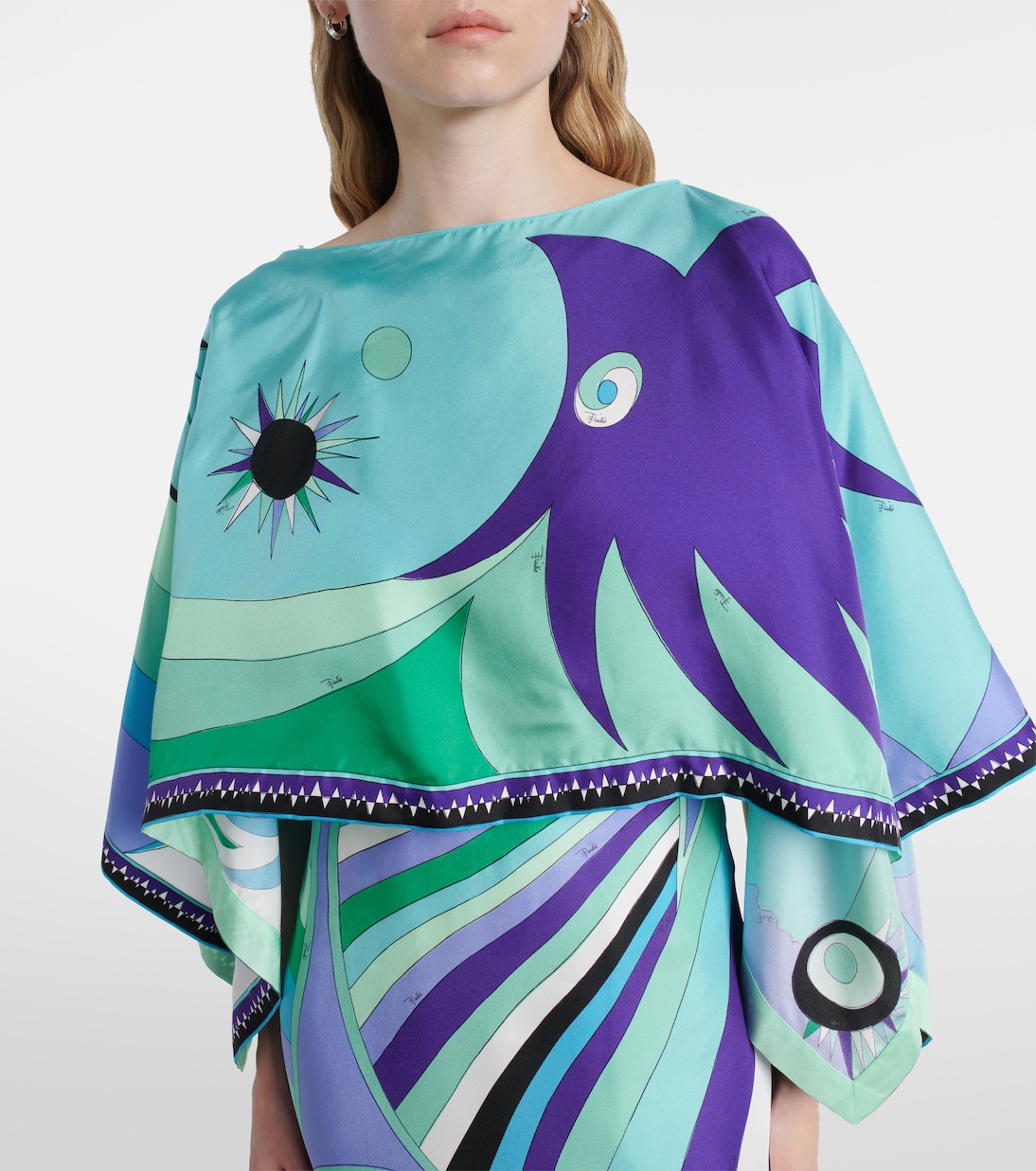 Iride caped silk twill maxi dress | Pucci