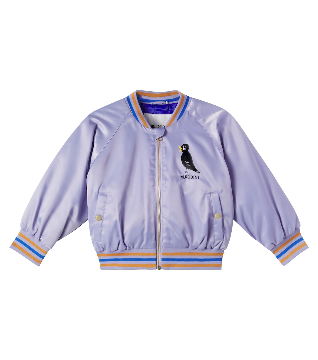 Embroidered logo satin bomber jacket | Mini Rodini
