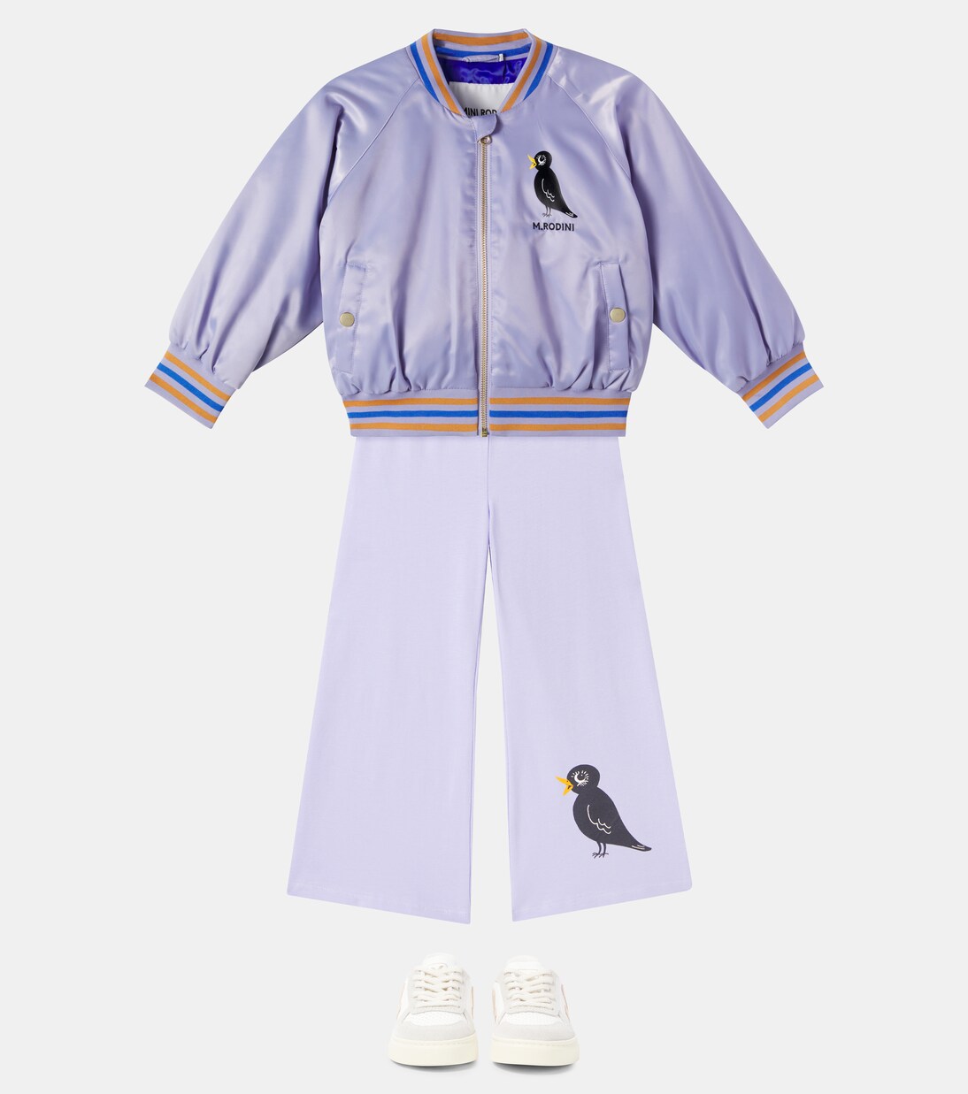 Embroidered logo satin bomber jacket | Mini Rodini