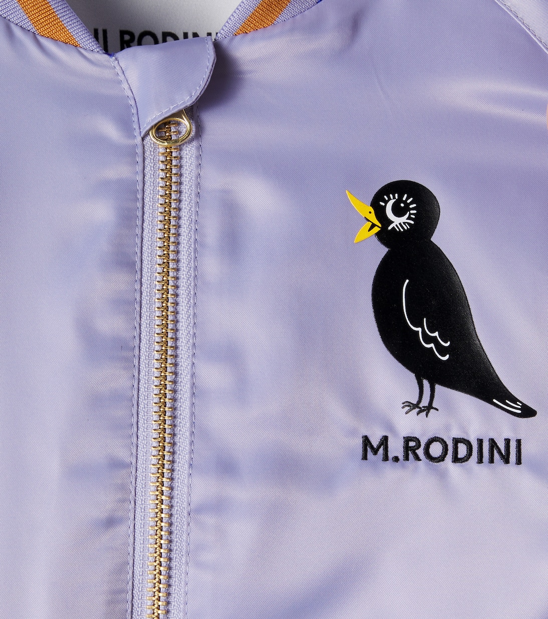 Embroidered logo satin bomber jacket | Mini Rodini