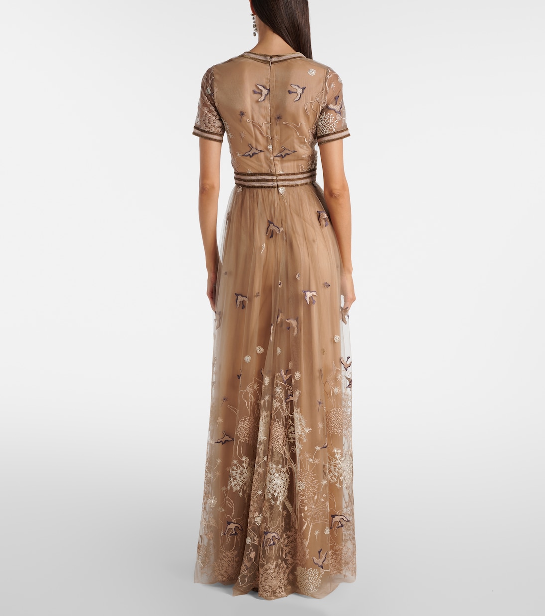 Bestickte Robe aus Tüll | Costarellos