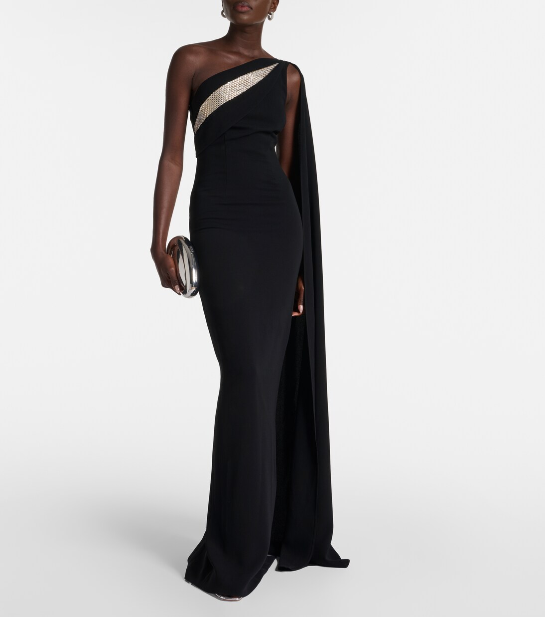 Embellished one-shoulder cady gown | Roland Mouret