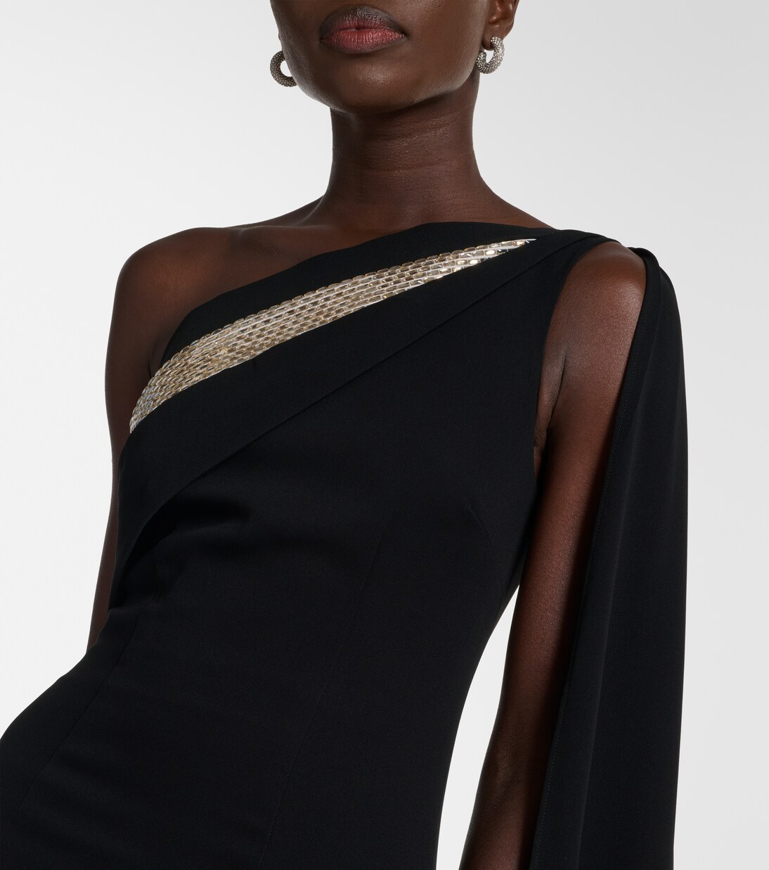 Embellished one-shoulder cady gown | Roland Mouret
