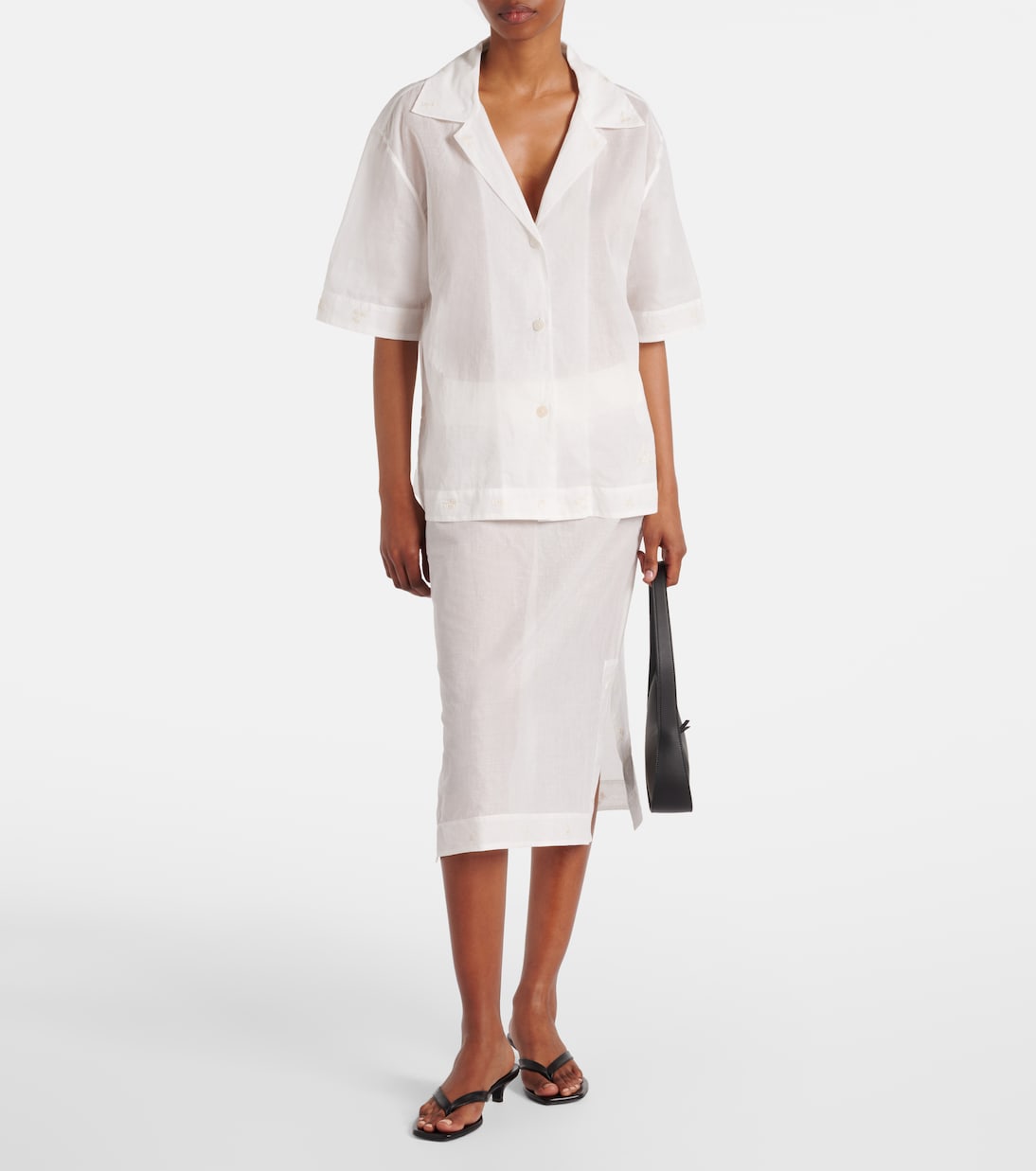 Floral semi-sheer organza pencil skirt | Róhe