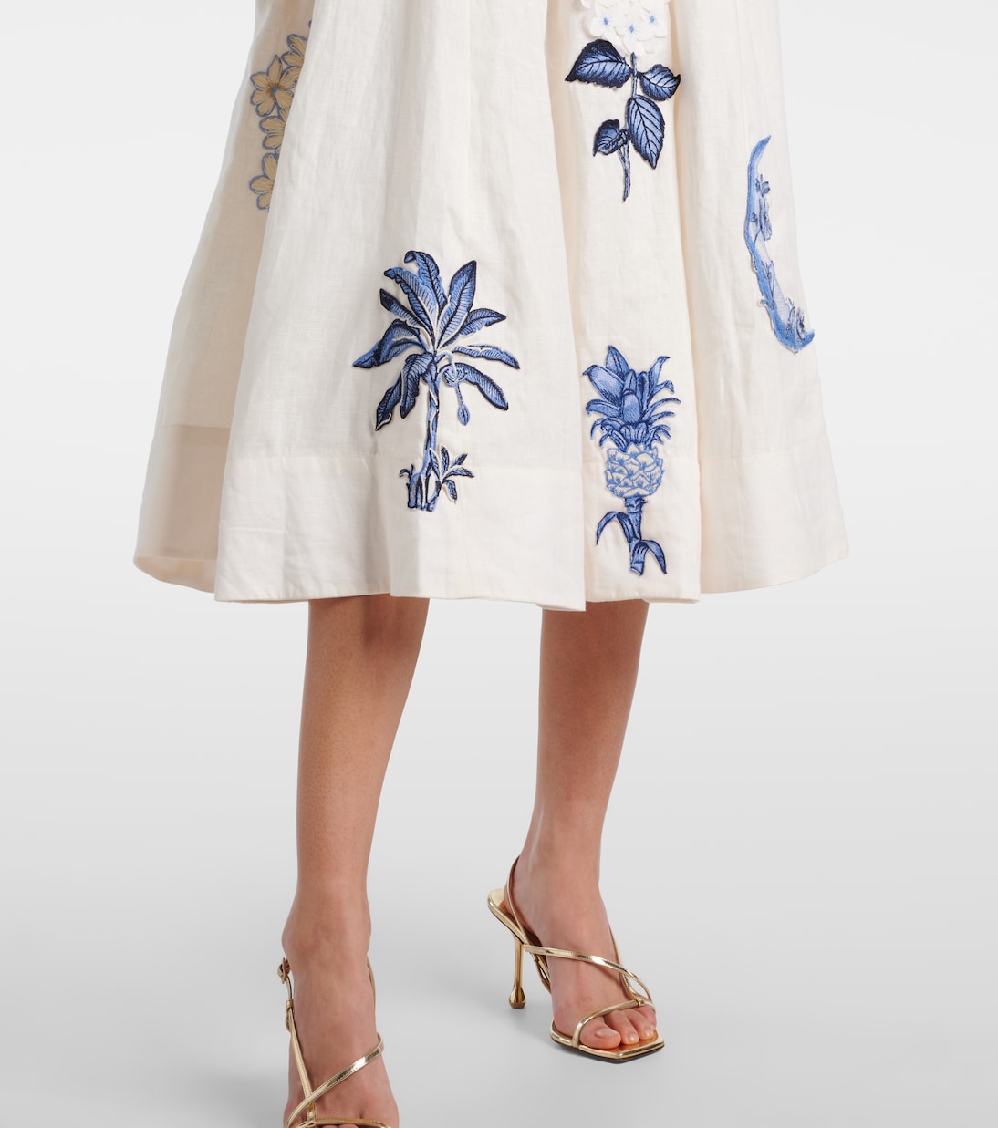 Besticktes Midikleid Frontera Wild aus Leinen | Agua by Agua Bendita