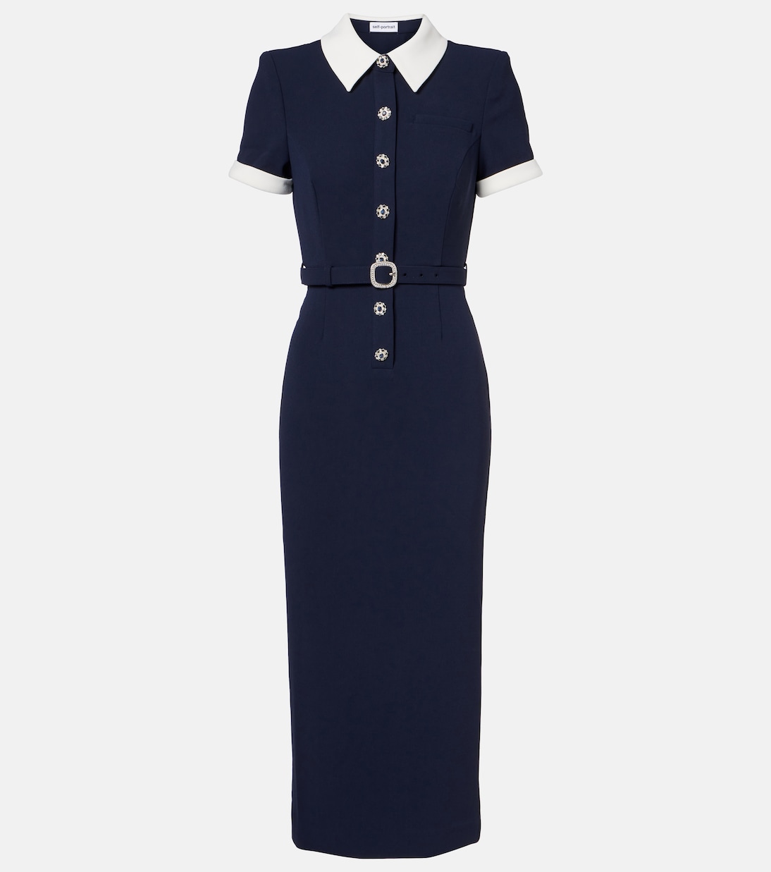 Hemdblusenkleid aus Satin mit kristallen | Self-Portrait