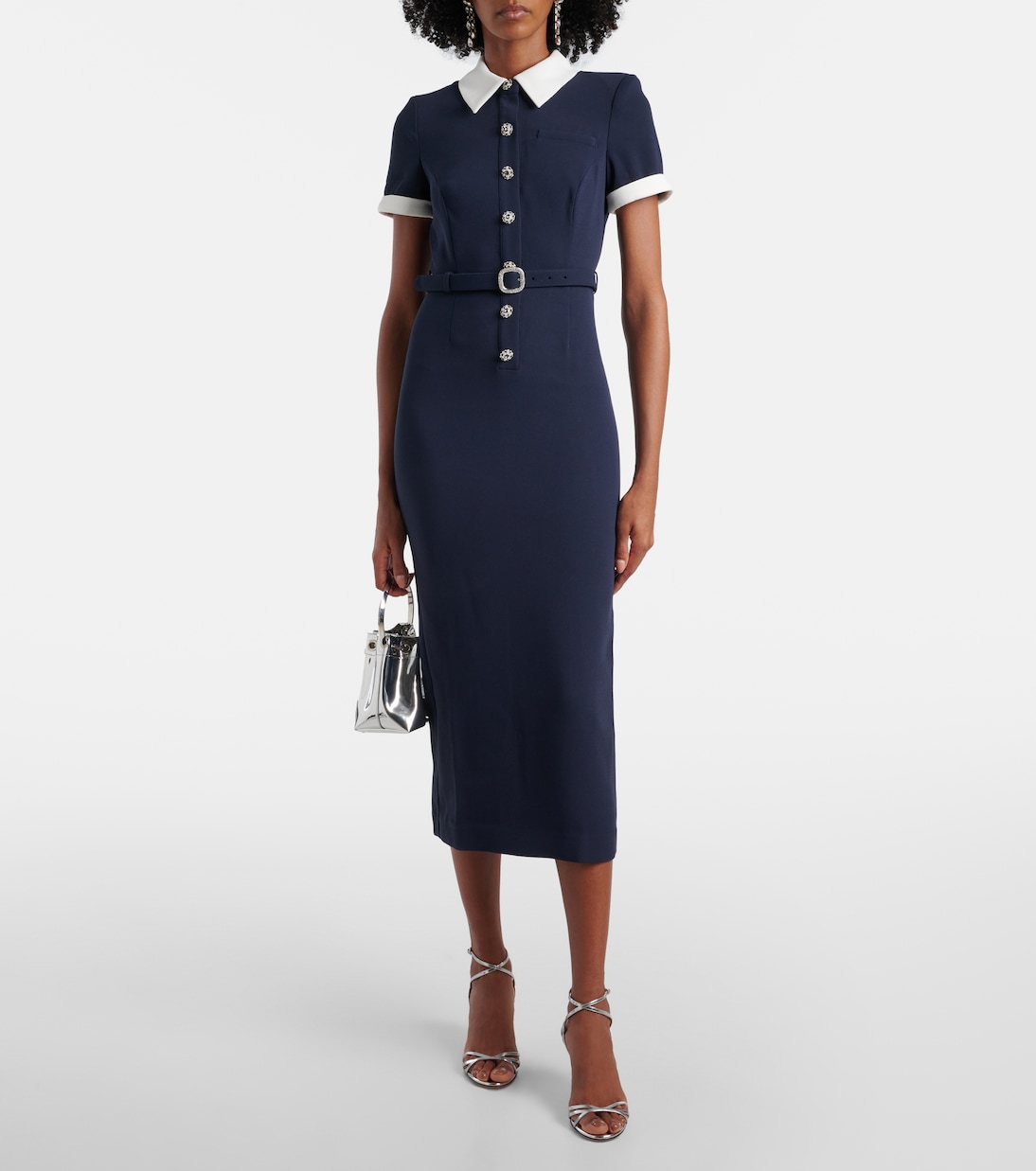 Hemdblusenkleid aus Satin mit kristallen | Self-Portrait