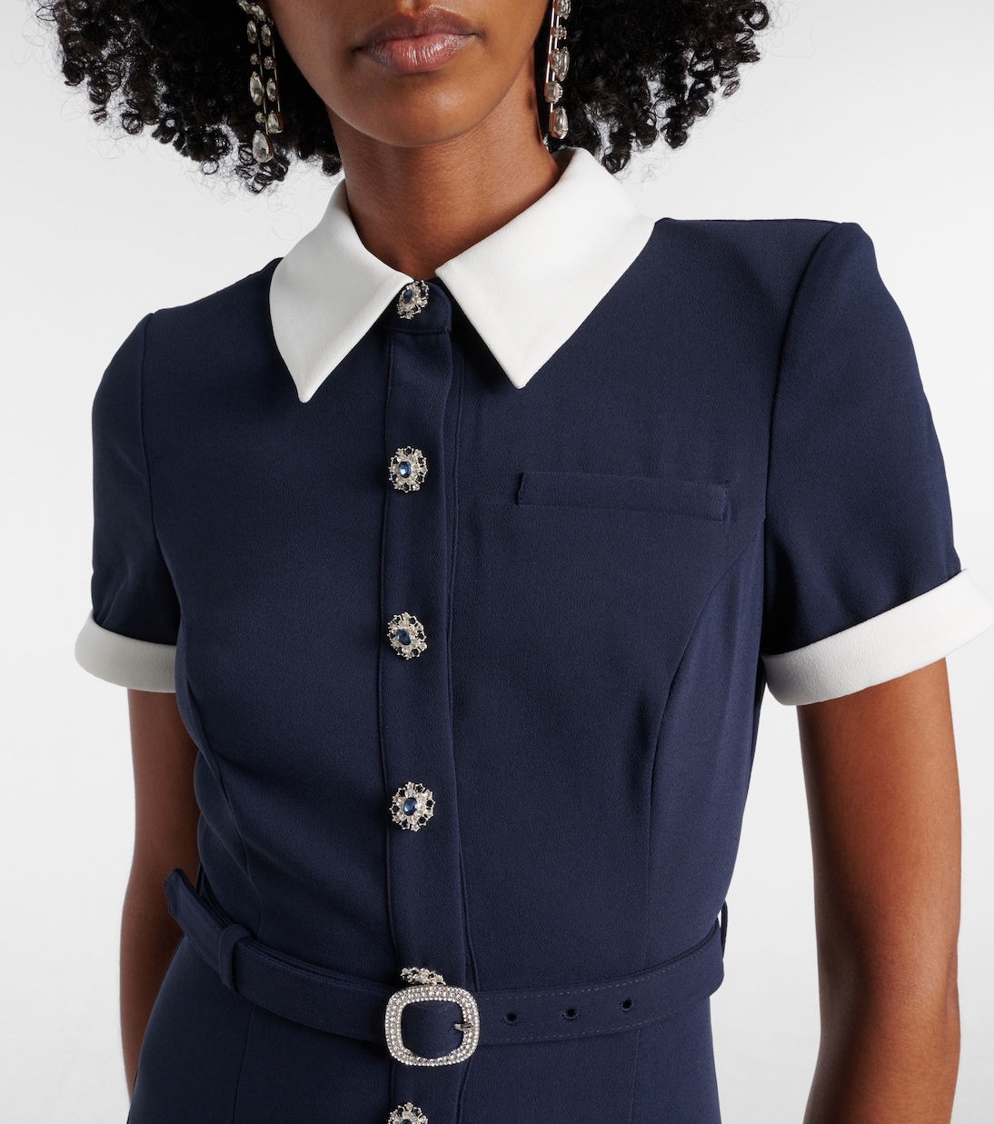 Hemdblusenkleid aus Satin mit kristallen | Self-Portrait