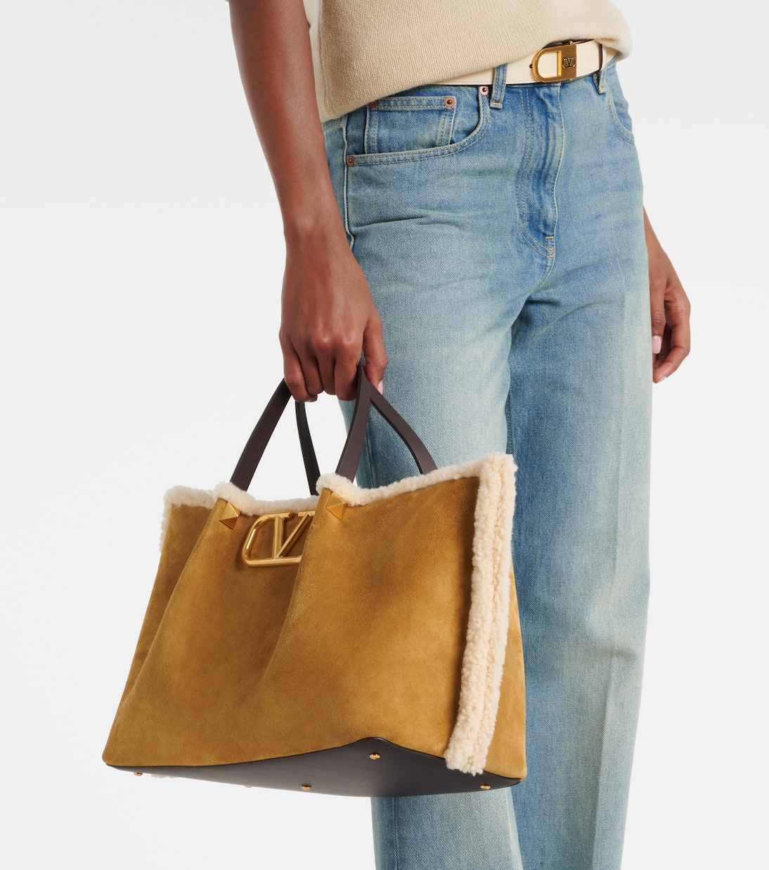 VLogo Medium suede tote bag | Valentino Garavani