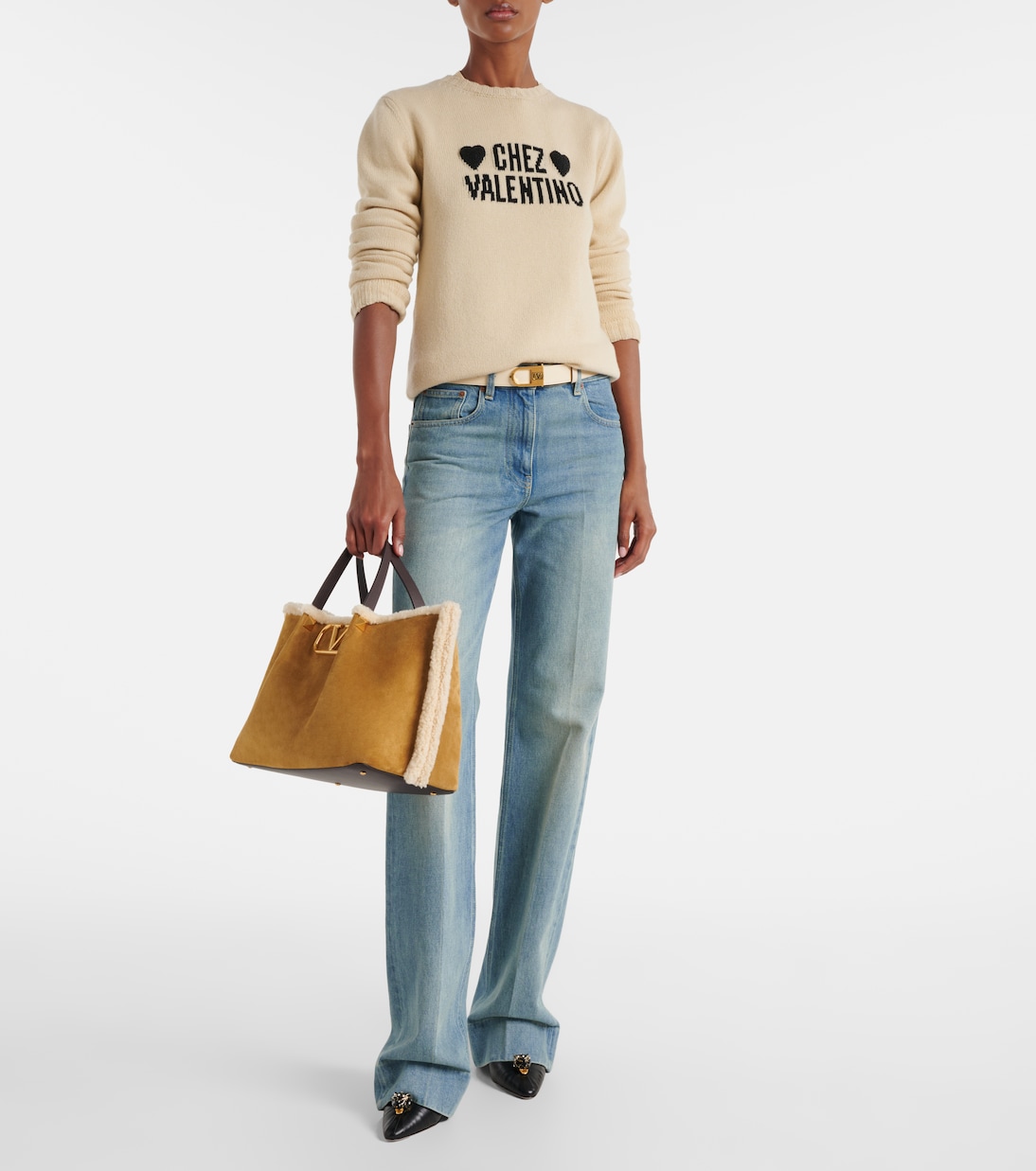 VLogo Medium suede tote bag | Valentino Garavani