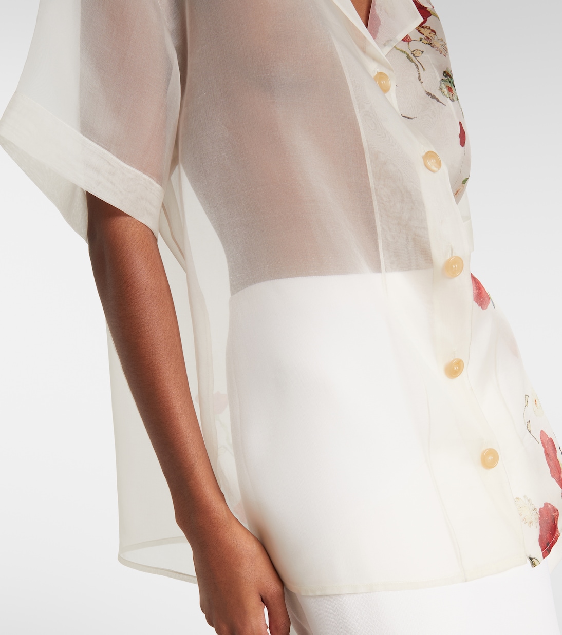Riordan floral sheer silk organza shirt | Khaite