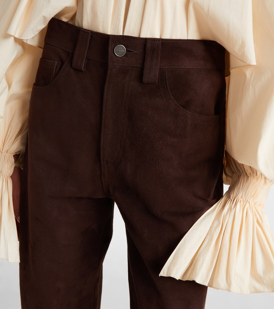 Callum high-rise suede straight pants | Khaite