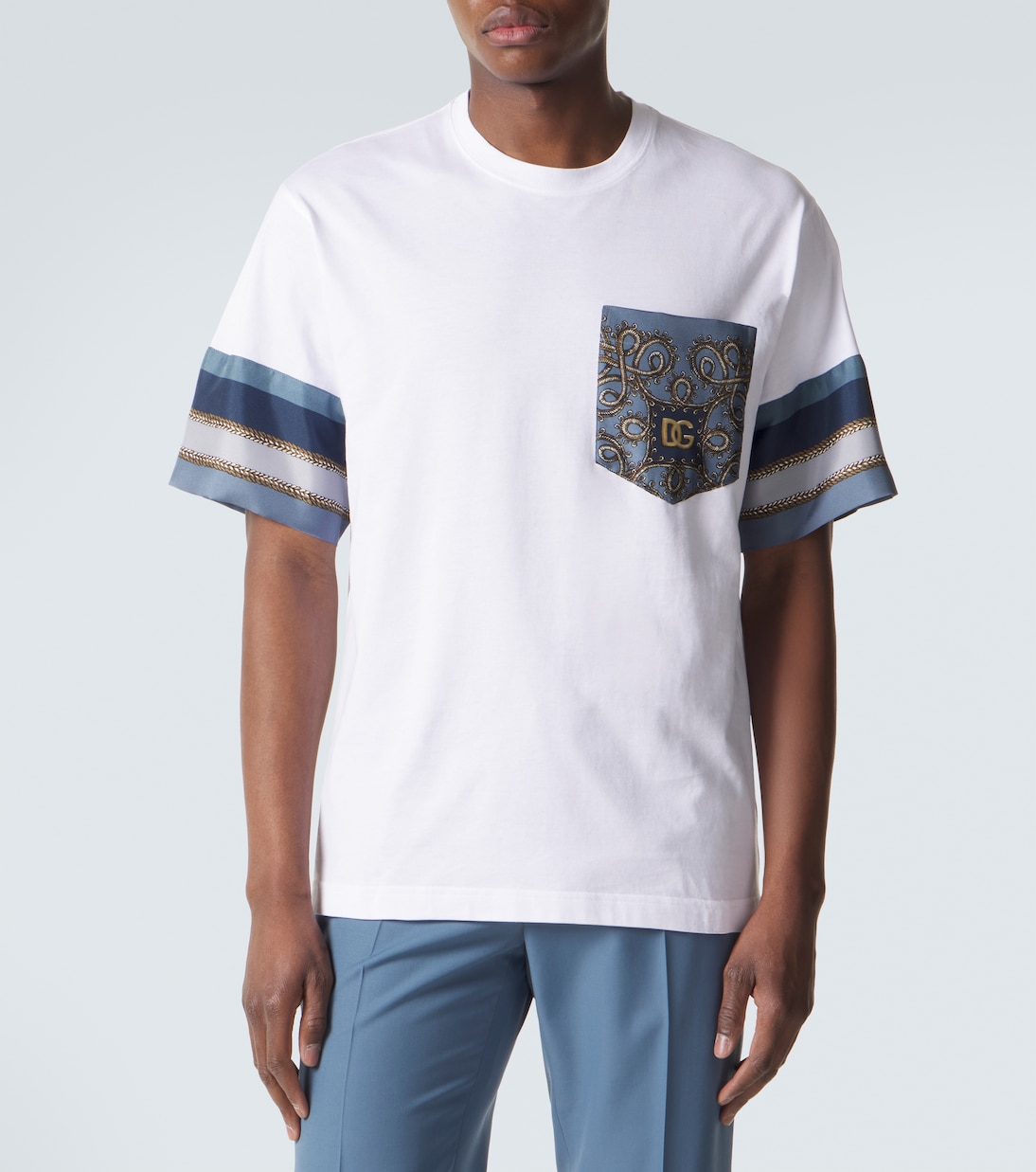 T-shirt imprimé en coton et soie mélangés | Dolce&Gabbana