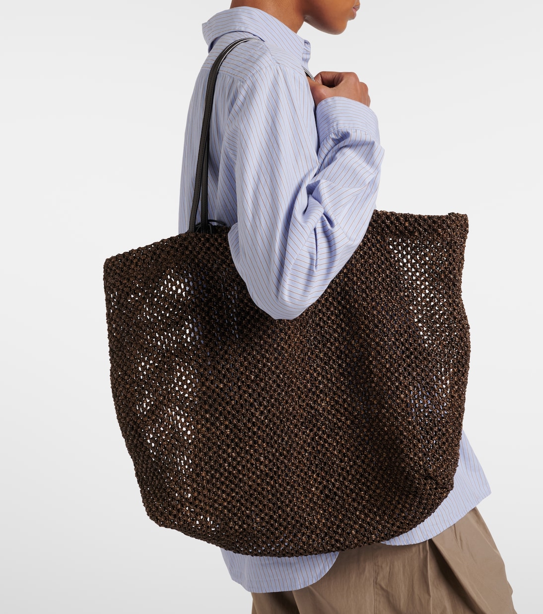 Tote Bag Barn Medium aus Mesh und Leder | The Row