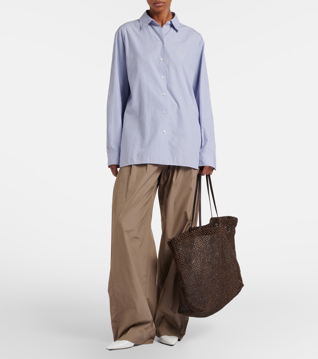 Tote Bag Barn Medium aus Mesh und Leder | The Row