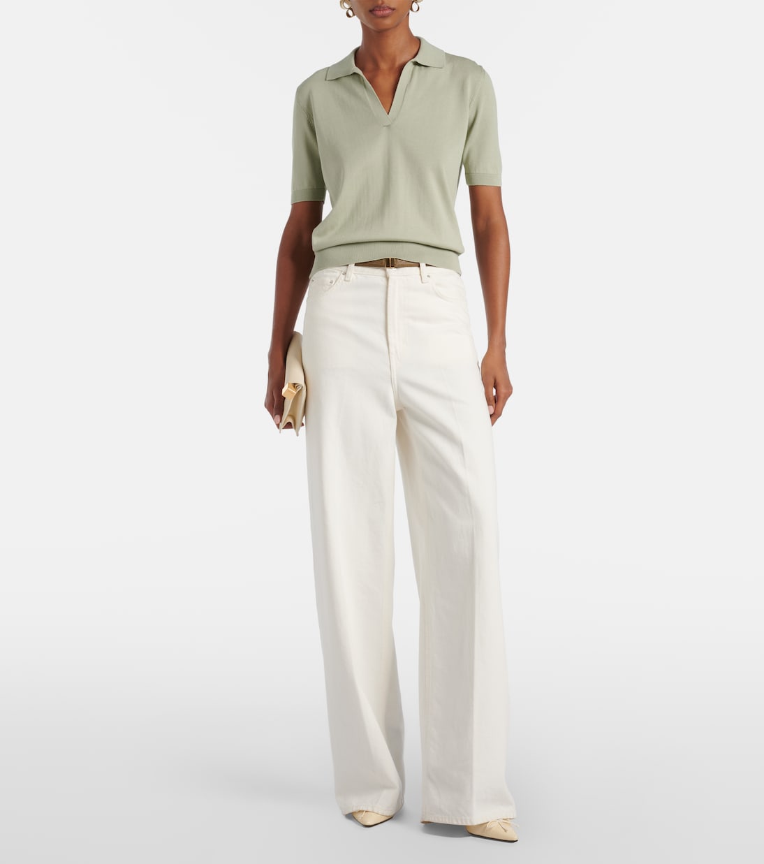 Clay cropped cotton and silk polo sweater | Altuzarra