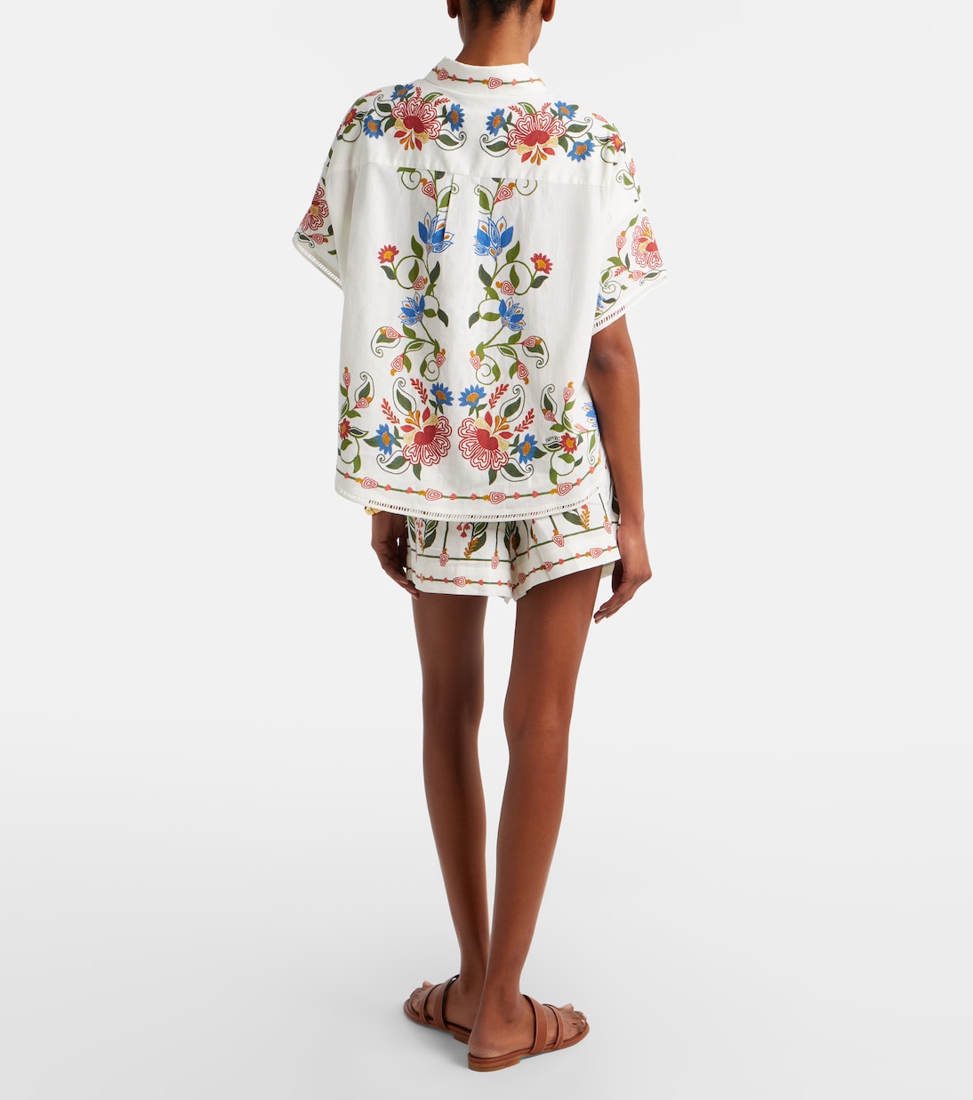 Embroidered linen and cotton shorts | Farm Rio