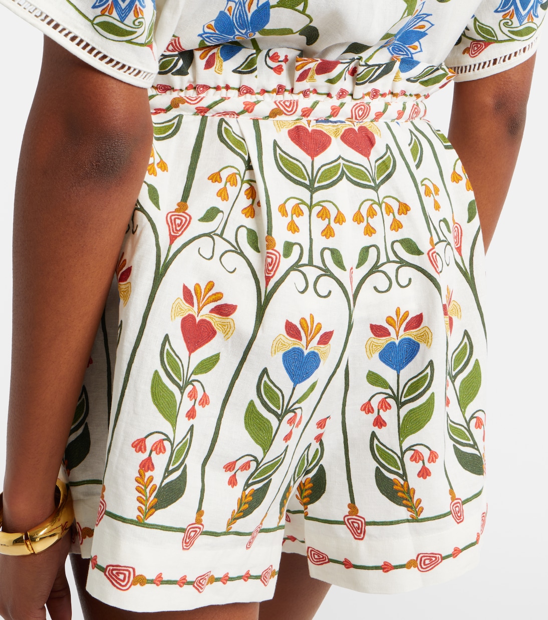 Embroidered linen and cotton shorts | Farm Rio