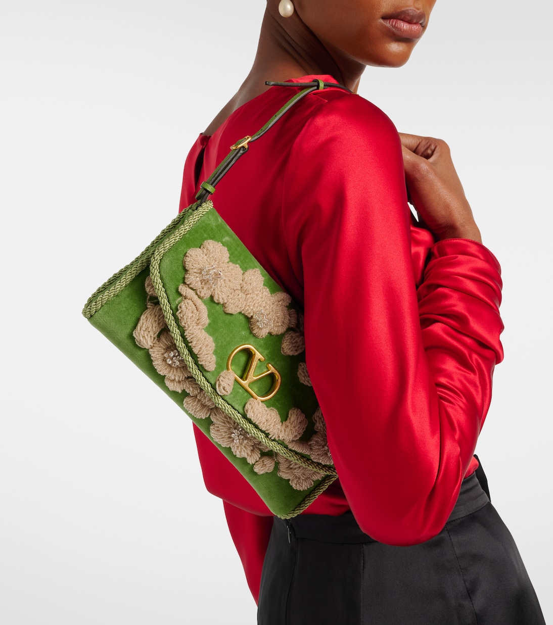 Borsa a spalla DeVain in velluto | Valentino Garavani