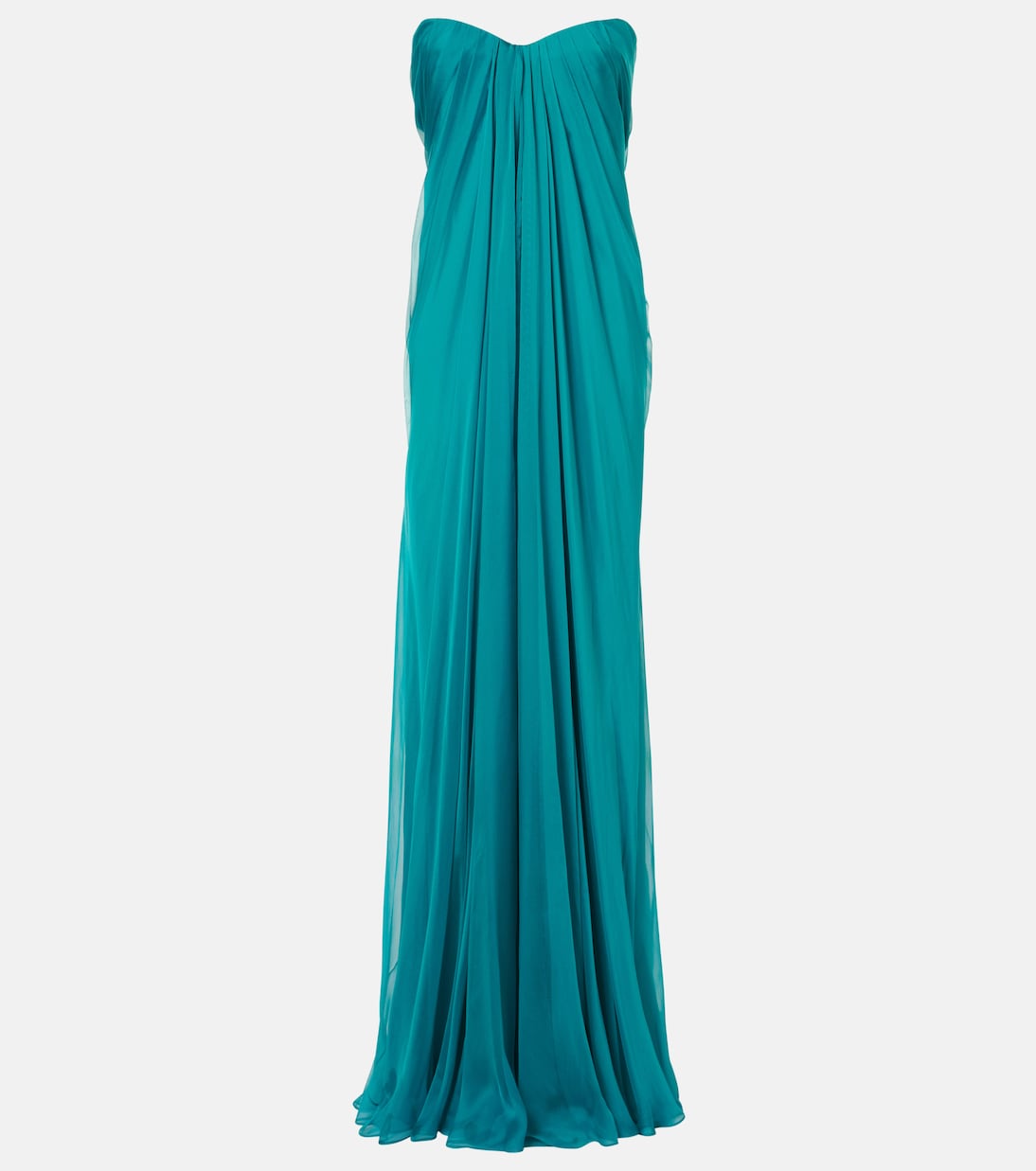 Draped silk chiffon bustier gown | McQueen