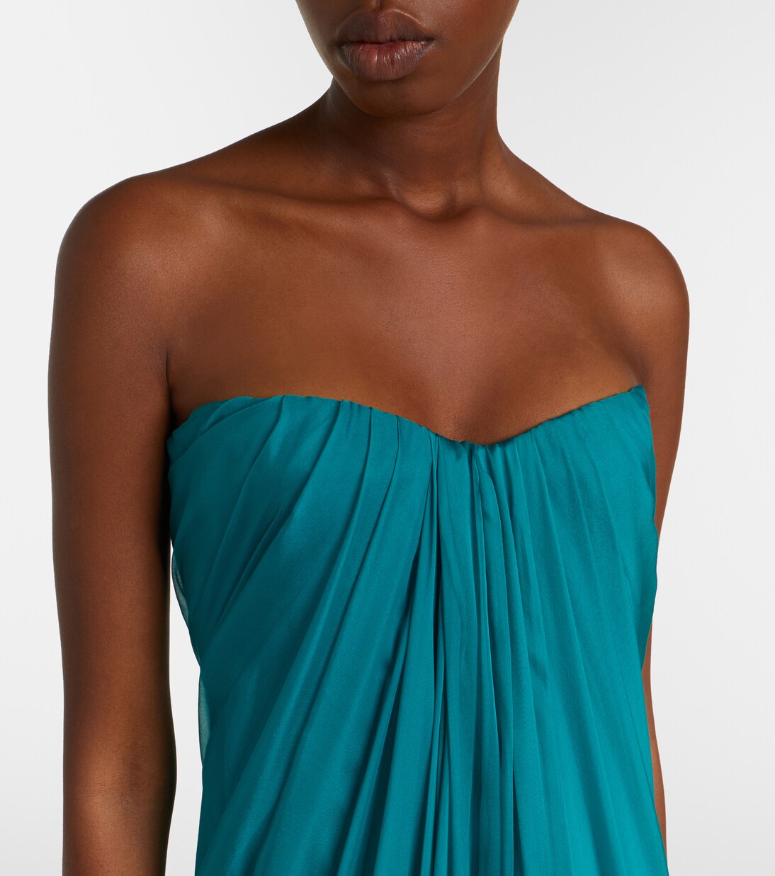Draped silk chiffon bustier gown | McQueen