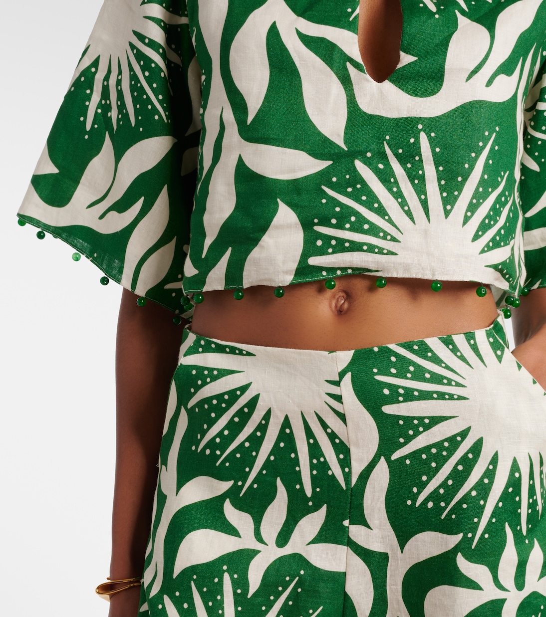 Top court Iris en lin imprimé  | Cala de la Cruz