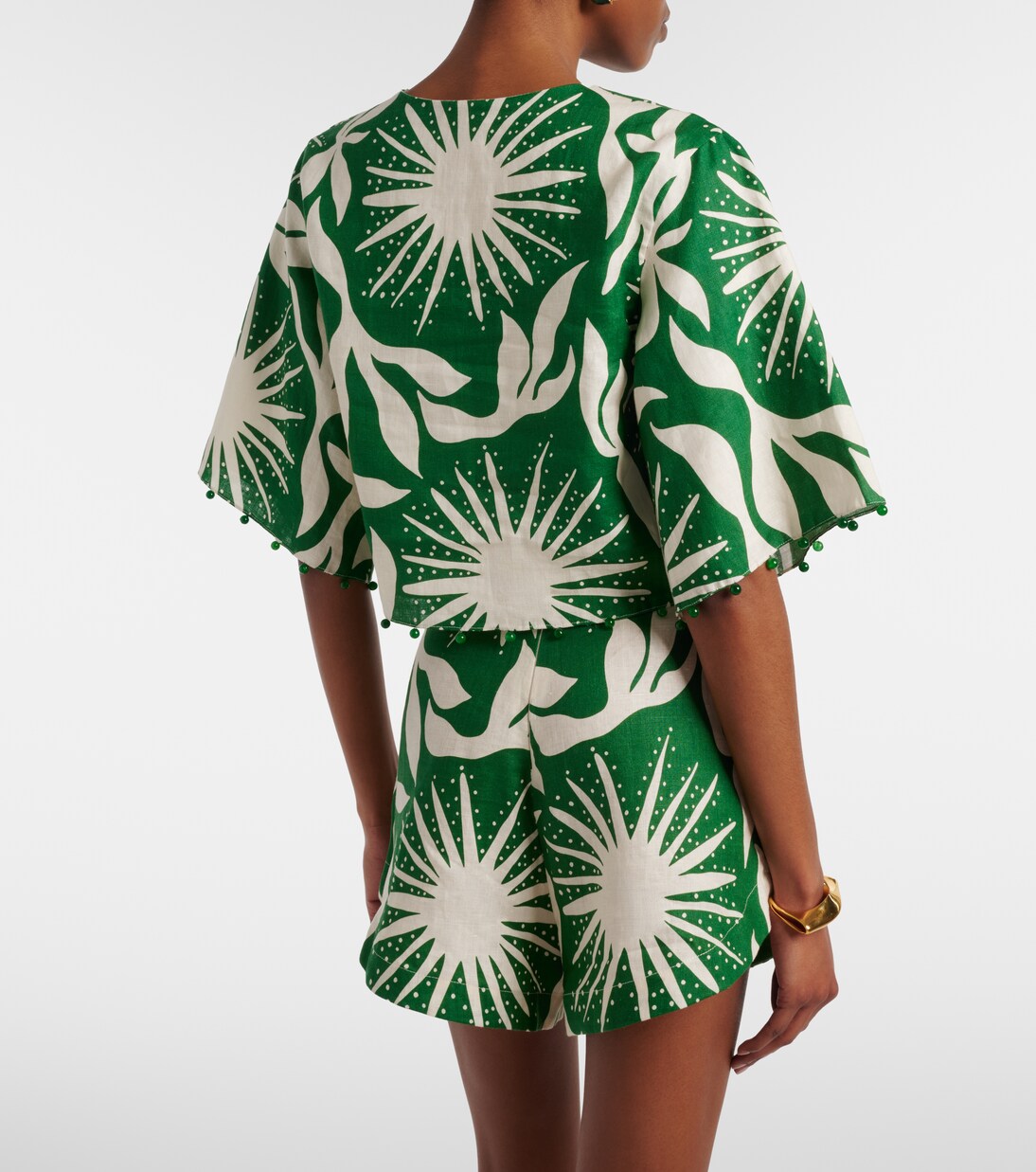 Top court Iris en lin imprimé  | Cala de la Cruz