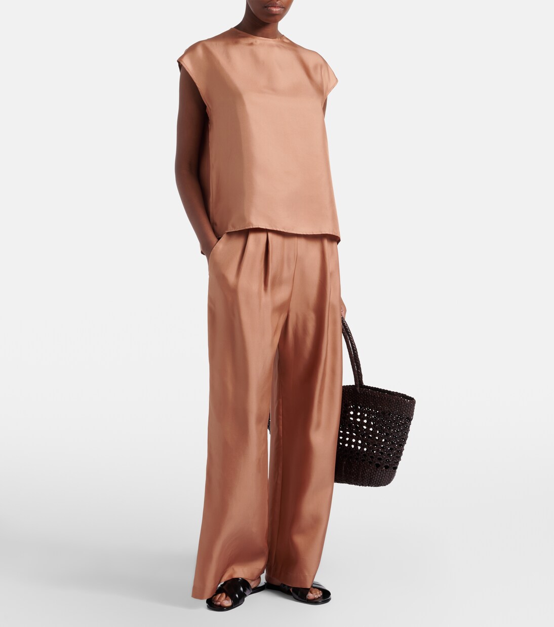 Isola pleated silk twill wide-leg pants | Asceno