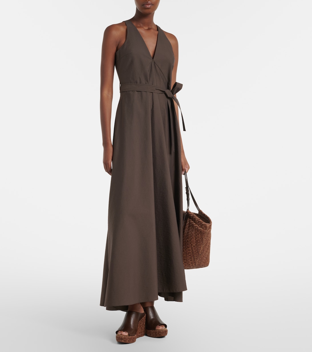 Vestido largo en mezcla de algodón | Brunello Cucinelli