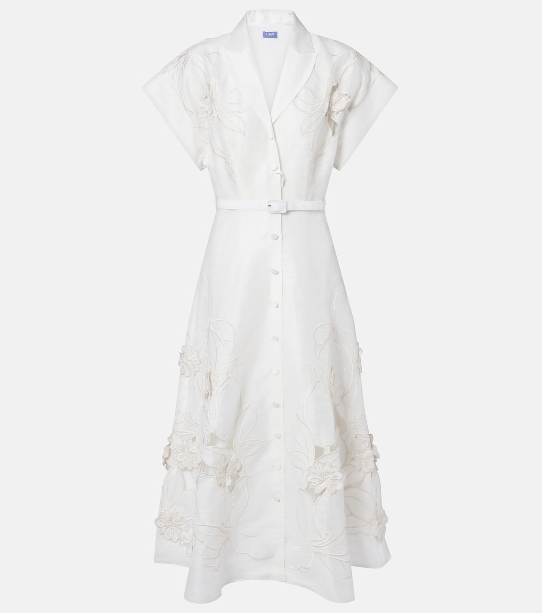 Aubrey floral-appliqué linen-blend shirt dress | Leo Lin