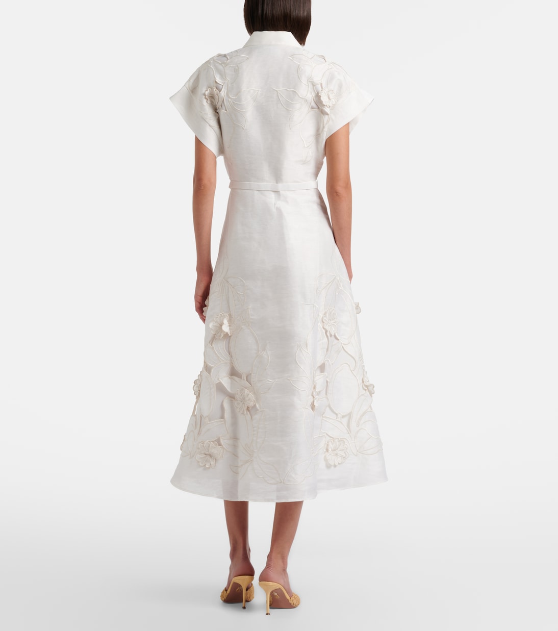 Aubrey floral-appliqué linen-blend shirt dress | Leo Lin