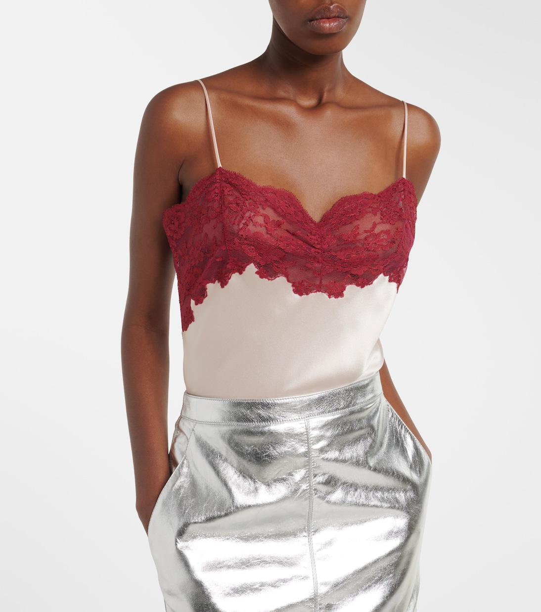 Lace-trimmed silk satin camisole | Saint Laurent