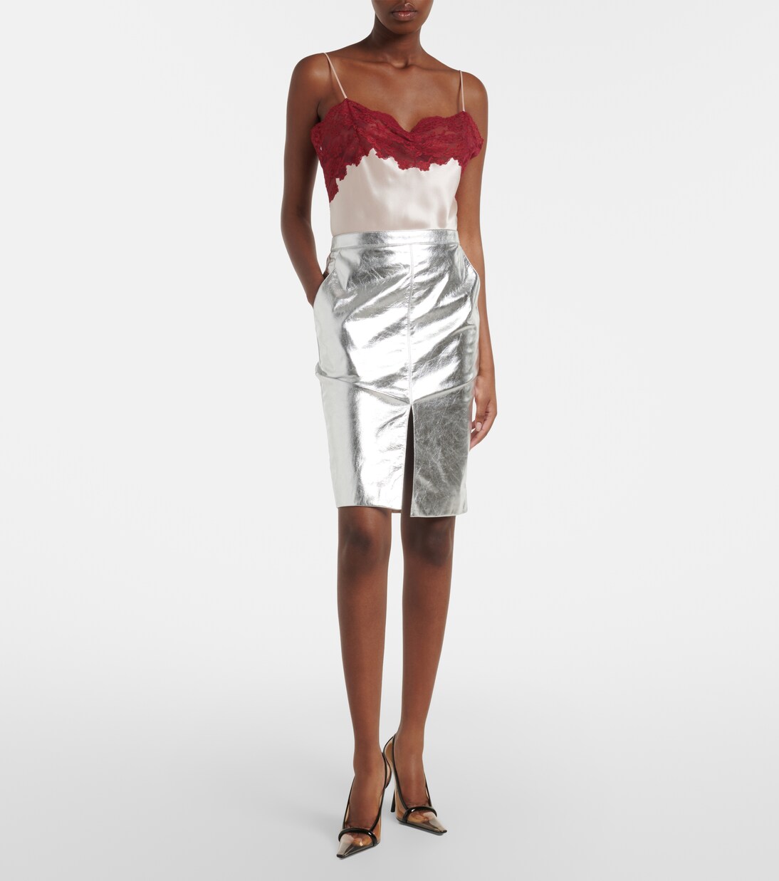 Lace-trimmed silk satin camisole | Saint Laurent