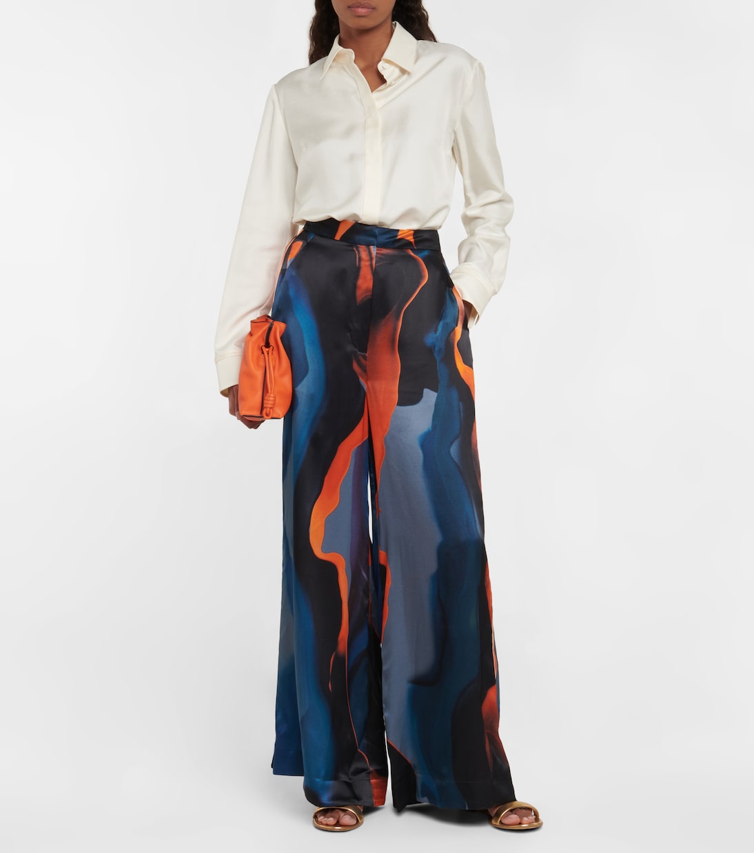 Pantalon ample Calla imprimé en satin | Roksanda