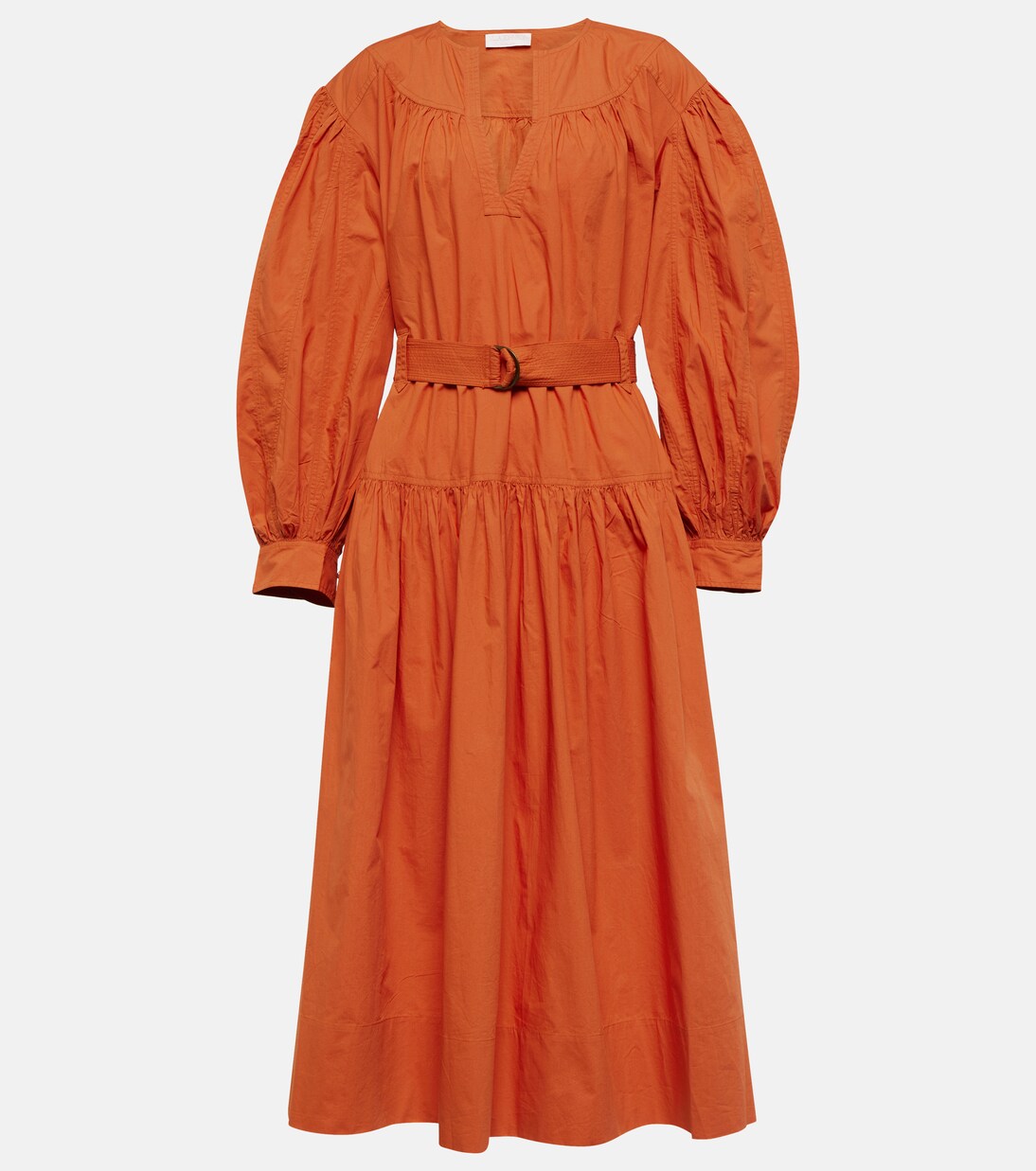 Joyce cotton poplin midi dress in orange - Ulla Johnson | Mytheresa