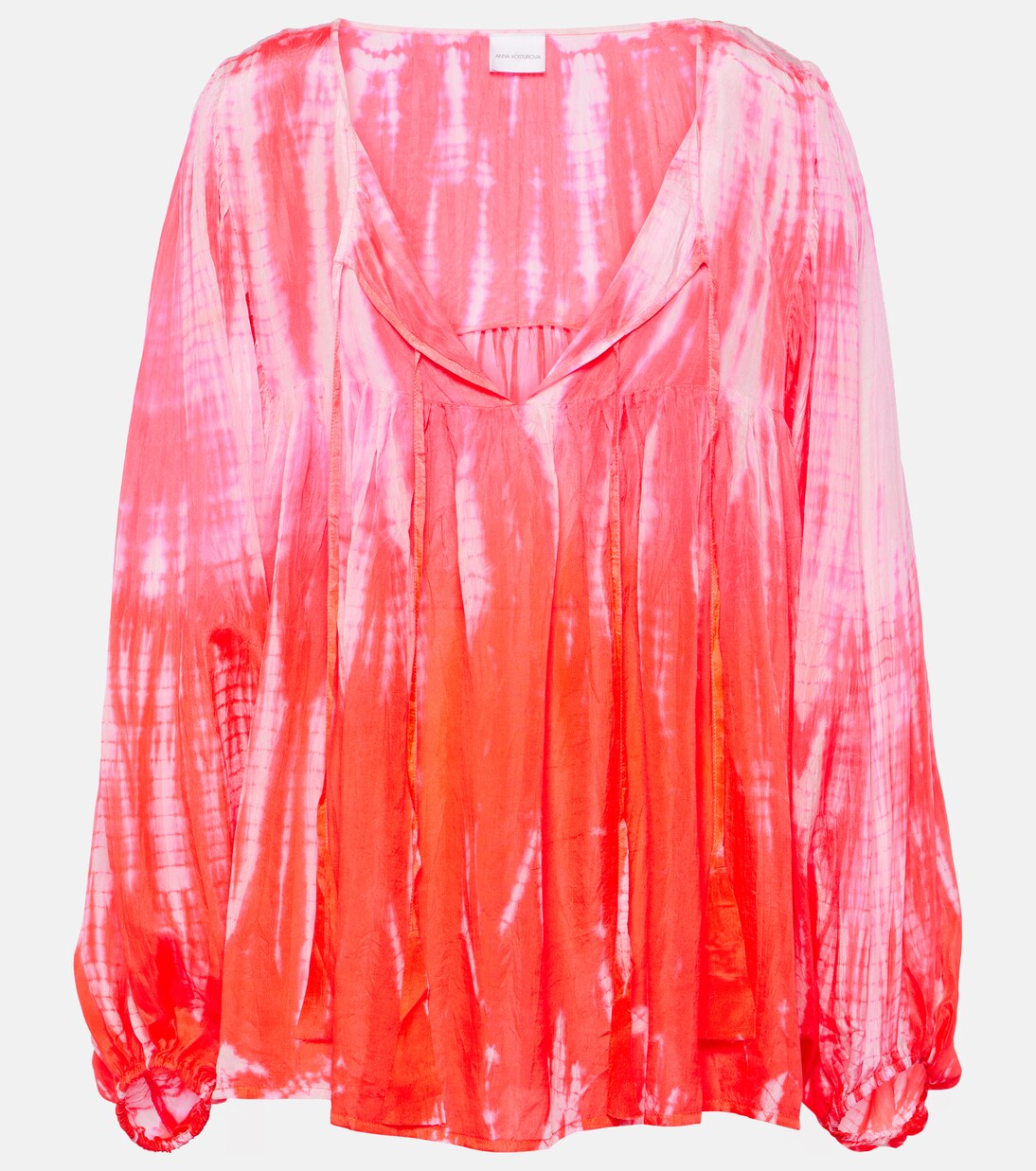 Printed tasseled silk top | Anna Kosturova