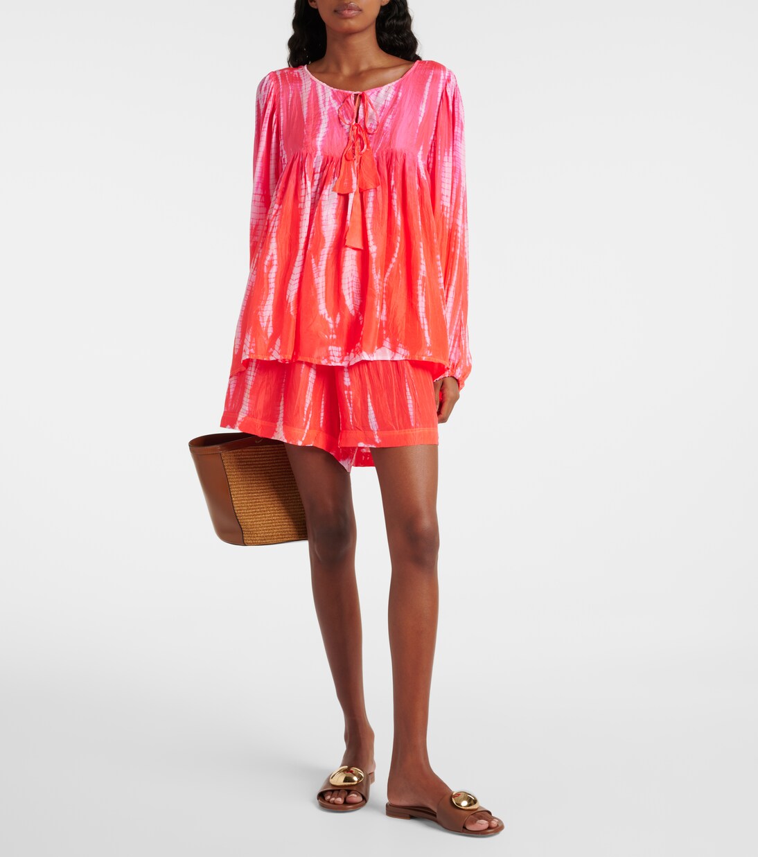 Printed tasseled silk top | Anna Kosturova