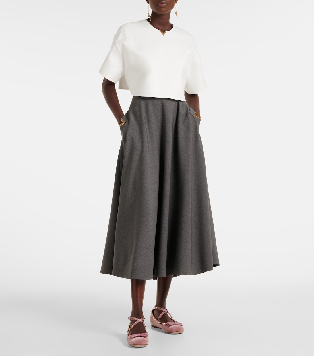 Ballerinas Rockstud aus Samt | Valentino Garavani