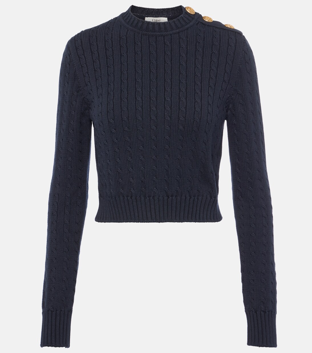 Cropped cable-knit cotton sweater | Chloé