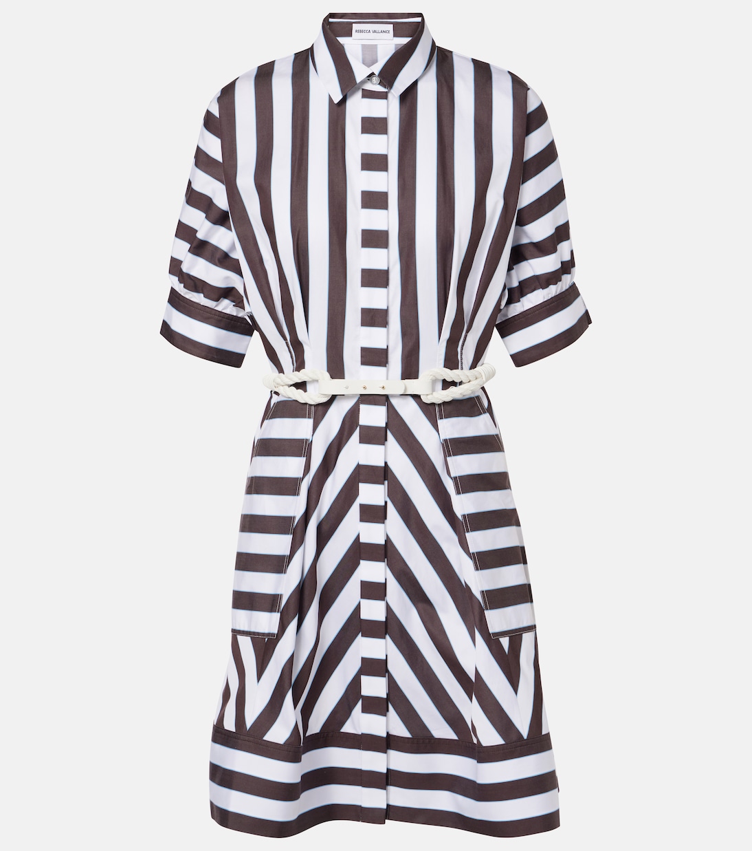 Abito corto Pippa in cotone a righe | Rebecca Vallance