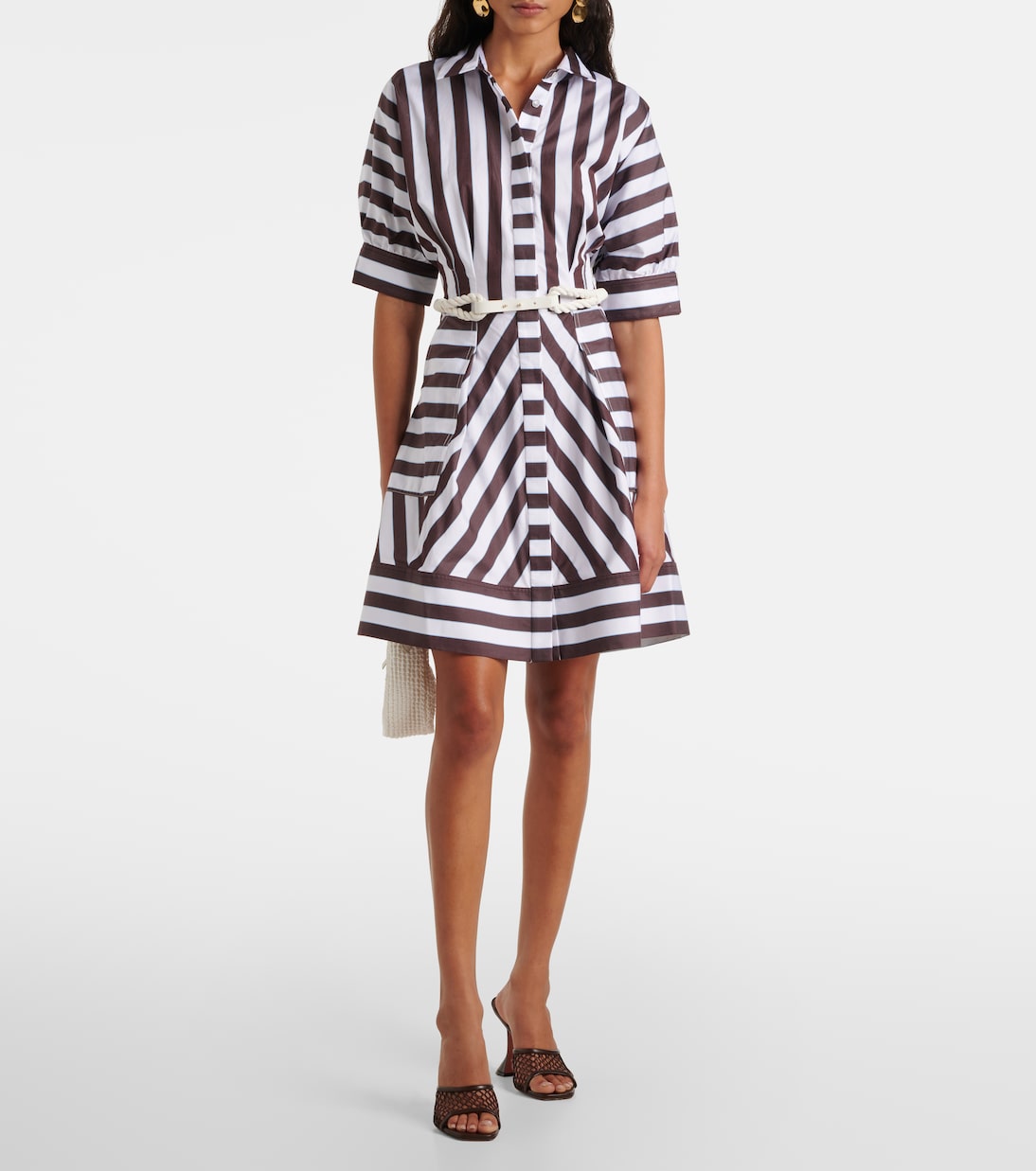 Abito corto Pippa in cotone a righe | Rebecca Vallance